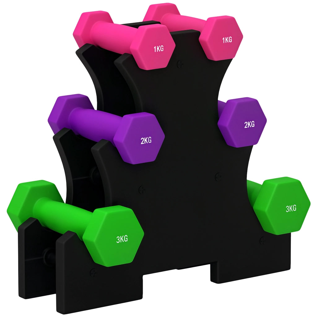Set manubri con supporto ¨C zephmum ¨C 6 pezzi 1kg 2kg 3kg multicolore