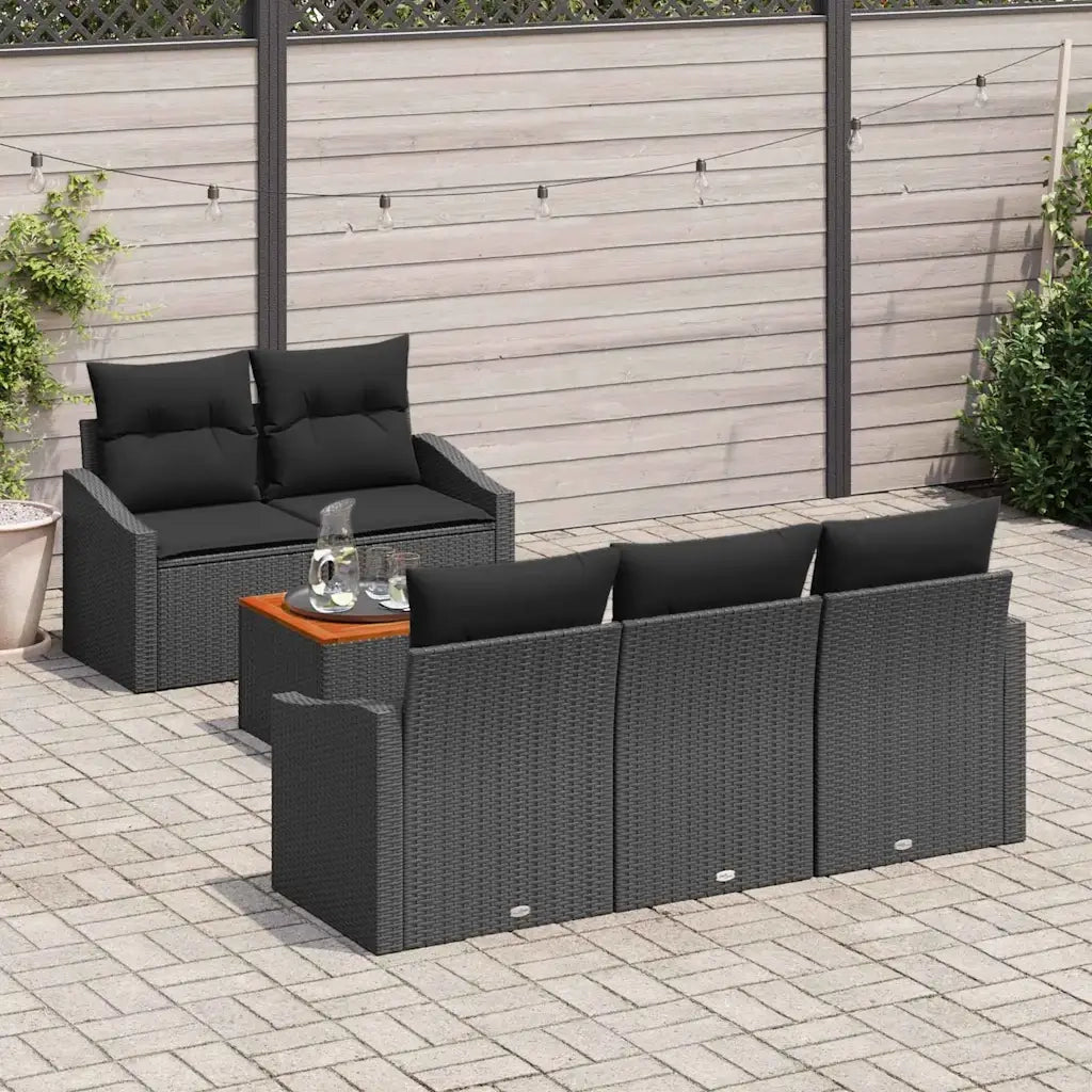 Set Divano da Giardino con archiviazione 6 pcs Nero polyrattan 3356441