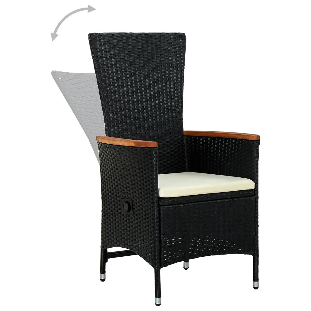 Set da Pranzo da Giardino 7 pz con Cuscini Nero 3099447