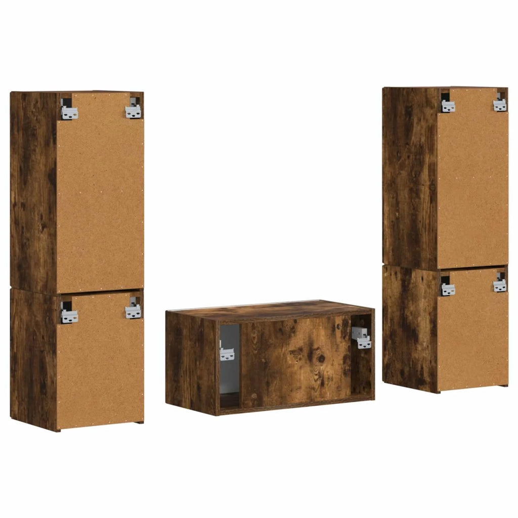 Set mobile TV 5 pz | Armadietto TV | Mobile Porta TV Rovere fum¨¦ Legno multistrato