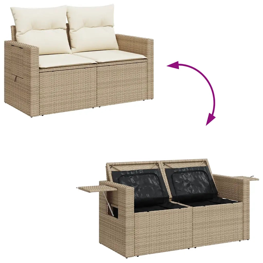 Set Divano da Giardino 8 pz con Cuscini Beige in Polyrattan 3325514
