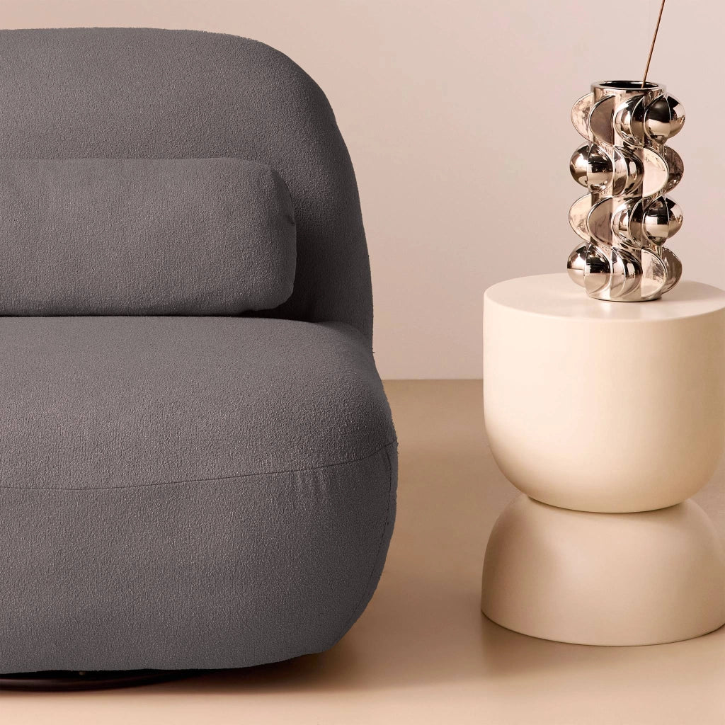Poltrona girevole 360° bouclé, grigio