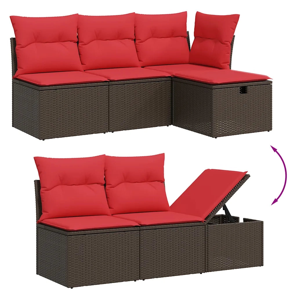 Set Divani da Giardino 5 pz con Cuscini Marrone in Polyrattan 3263470