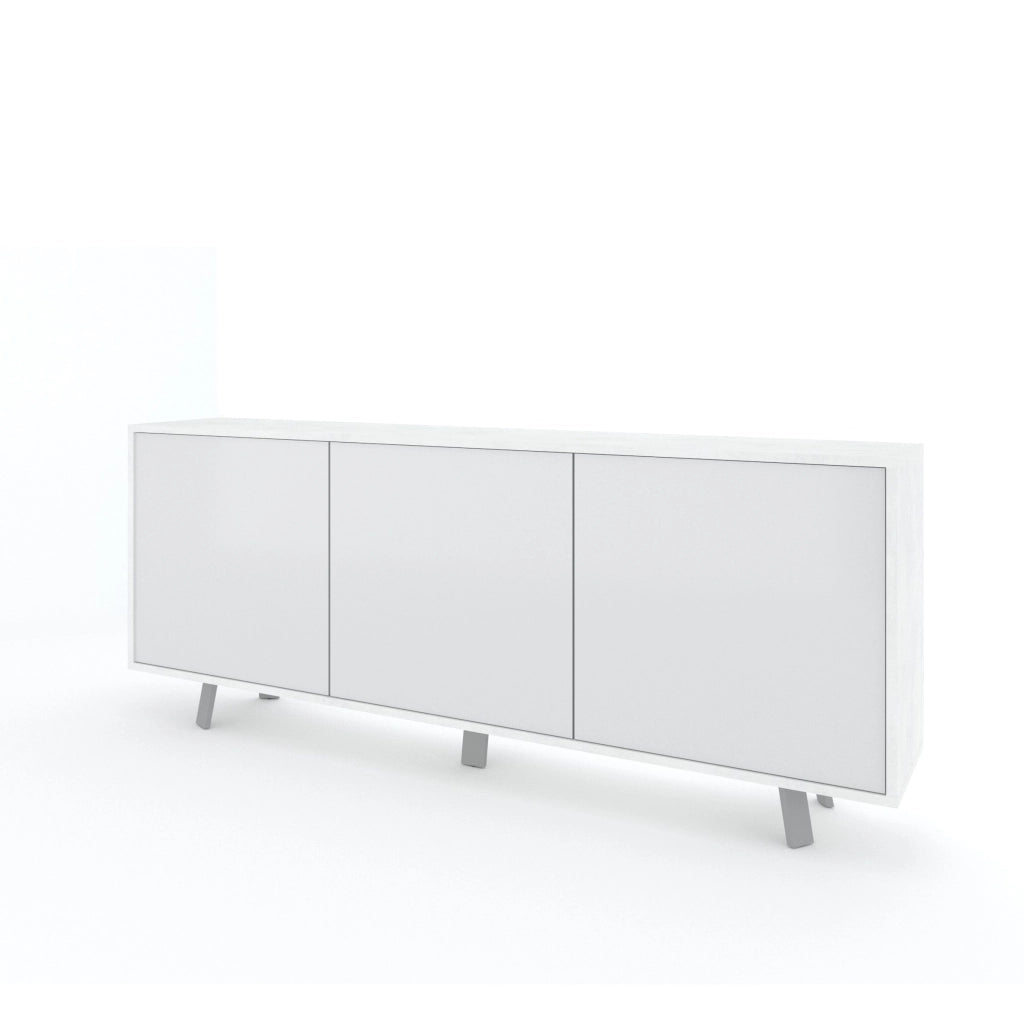 Buffet 3 ante VELBRUK bianco pietra/bianco lucido