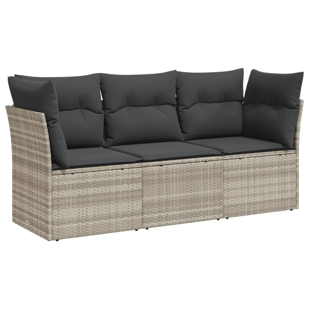 Set Divano da Giardino 3pz con Cuscini Grigio Chiaro Polyrattan 3249051