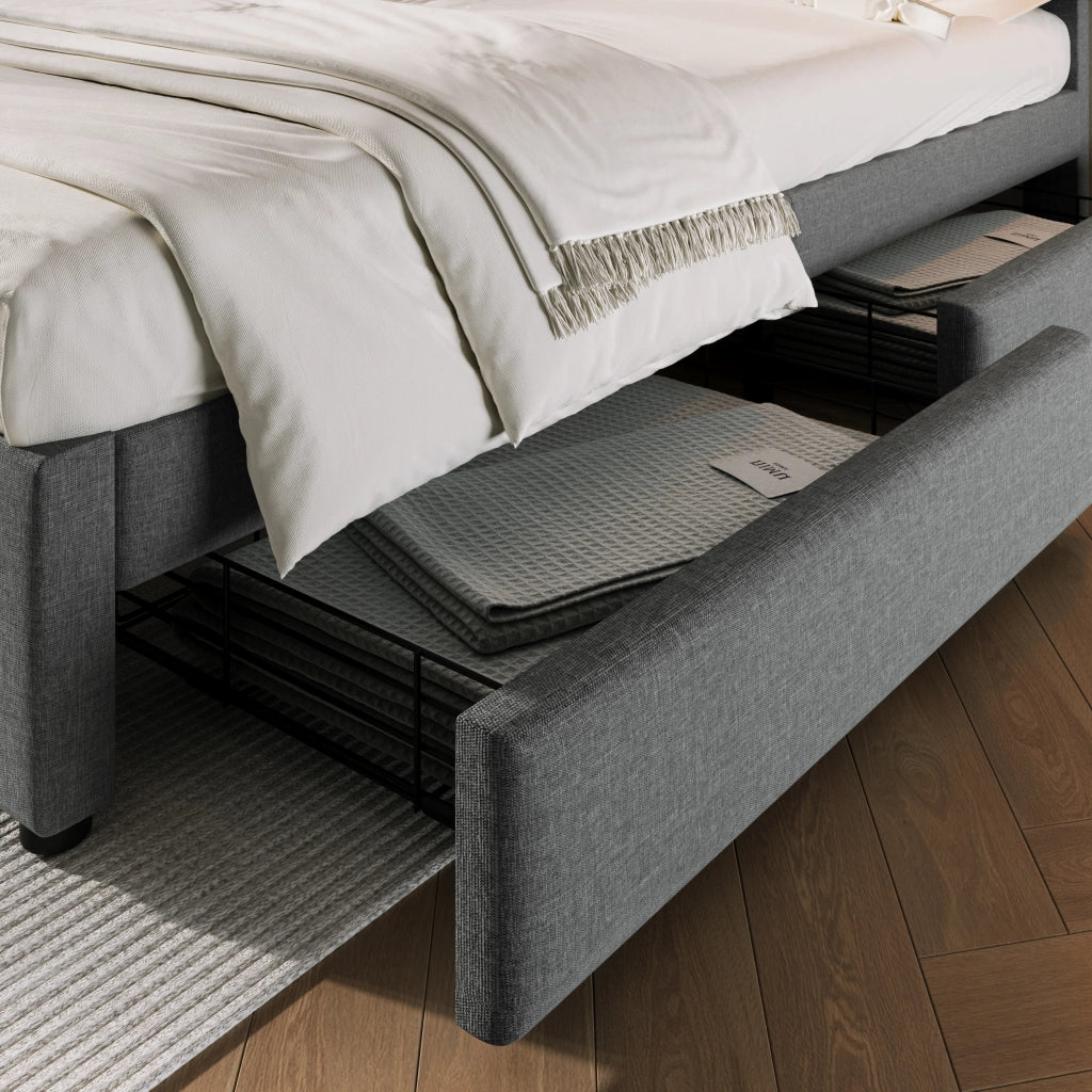 letto imbottito lino grigio 140x200 cm