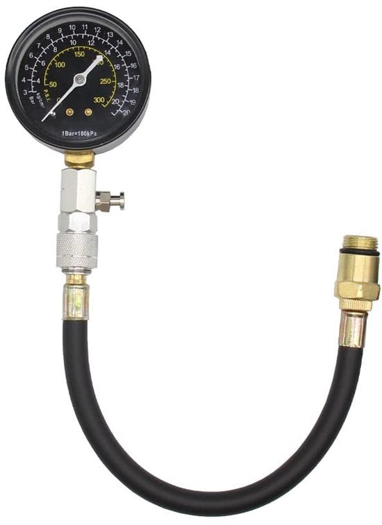Misuratore di pressione da 0 a 300 PSI - Controlla la pressione con facilità - Cilindro a motore con vano di aria e pulsante di reset - Adatto per tubi di 14/18 mm - Facile da maneggiare - Utilizza come misuratore di pressione