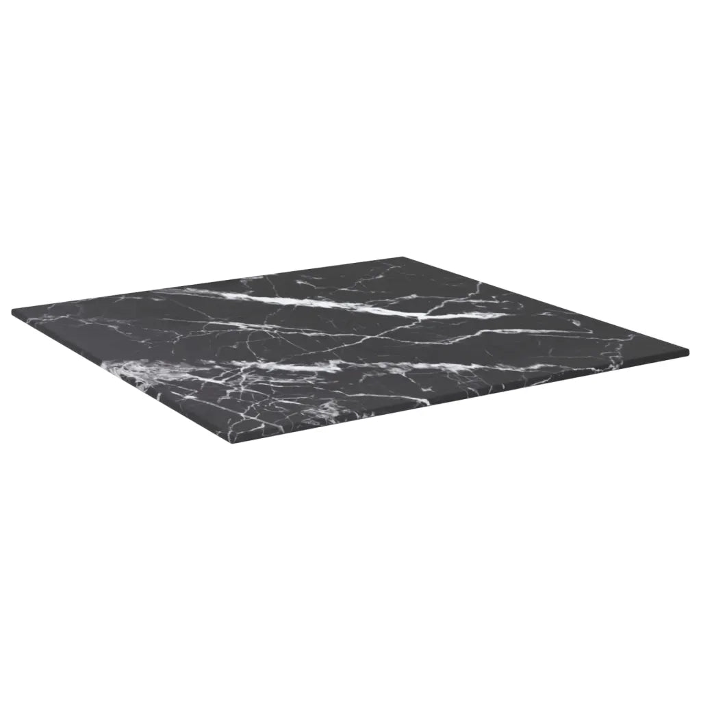 Piano Tavolo Nero 50x50 cm 6 mm Vetro Temperato Design Marmo 322270