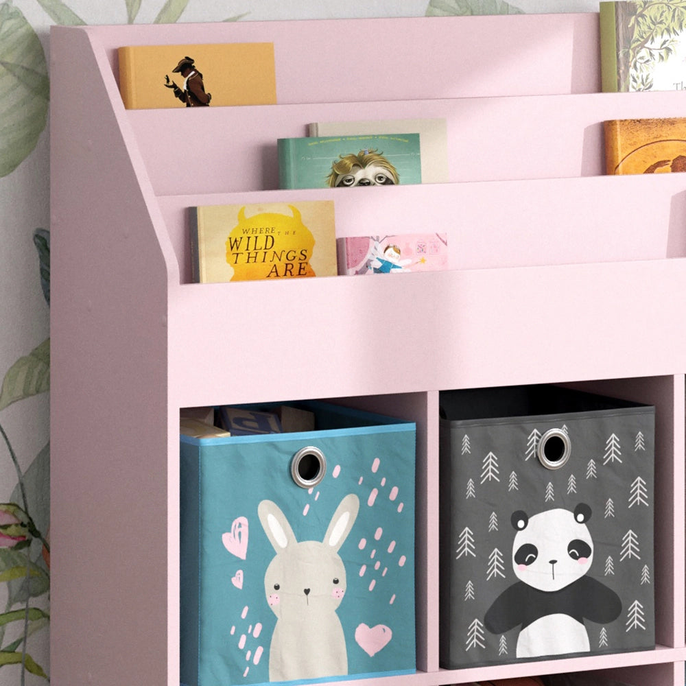 Vicco Libreria bambini rosa 107.2 x 114.2 cm con 6 scatole pieghevoli (grigie)