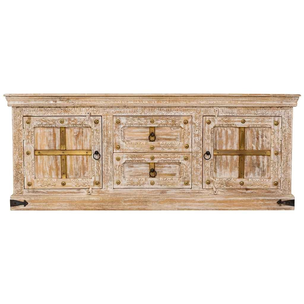 Mobiletto basso in legno bianco 165x46x65h cm