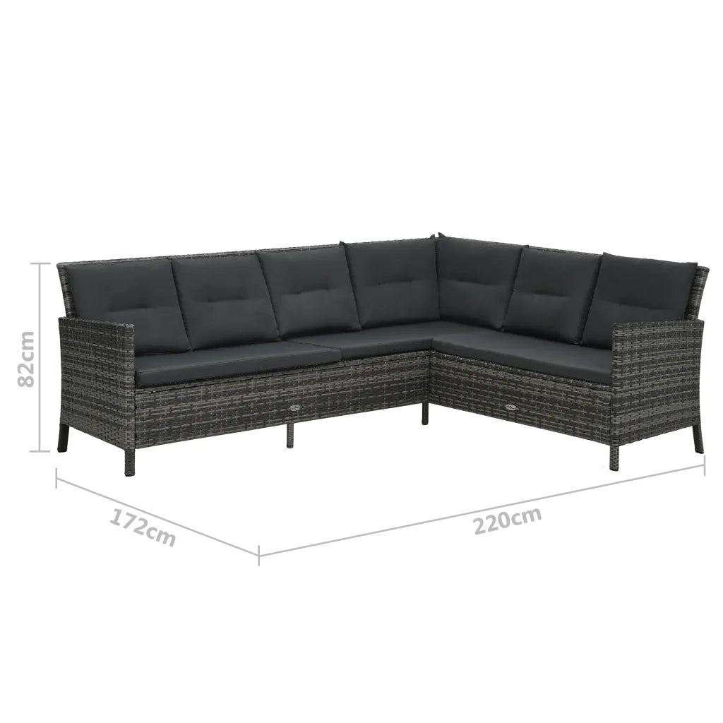 Set Divani da Giardino 3 pz con Cuscini in Polyrattan Grigio 48155