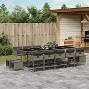 Set da Pranzo da Giardino 15 pz con Cuscini Grigio Polyrattan 3211352