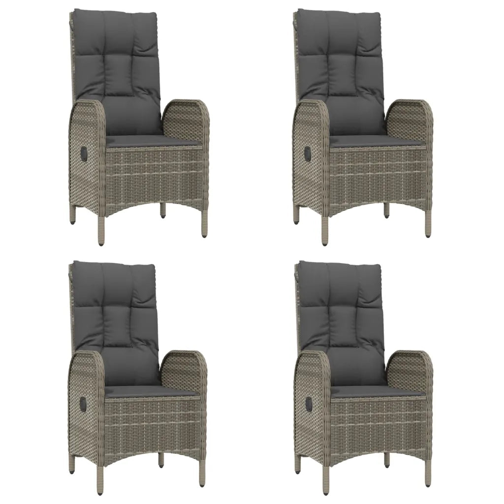 Set da Pranzo Giardino 5pz Nero e Grigio con Cuscini Polyrattan 3185181