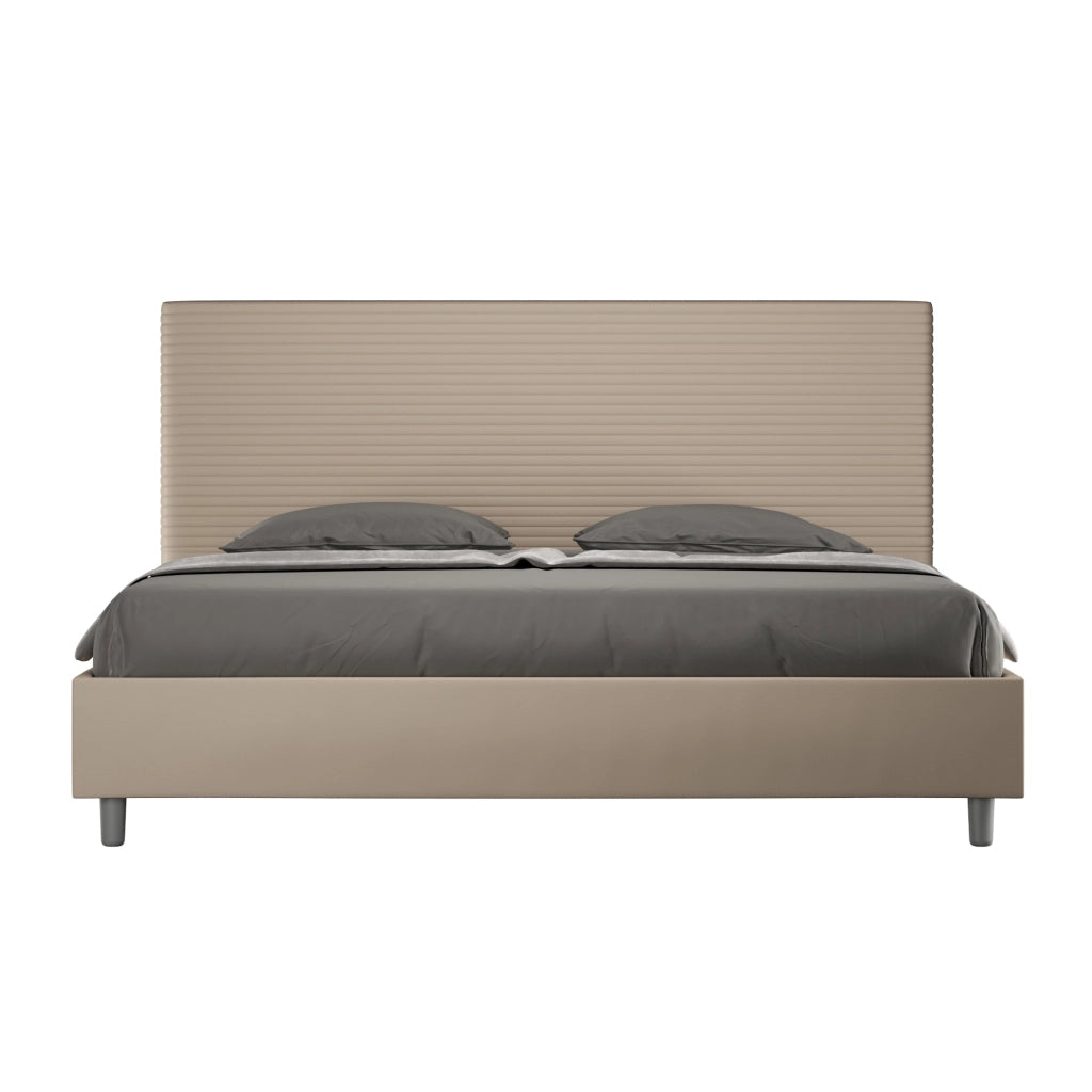 BS COM Letto contenitore imbottito 180x210 similpelle tortora