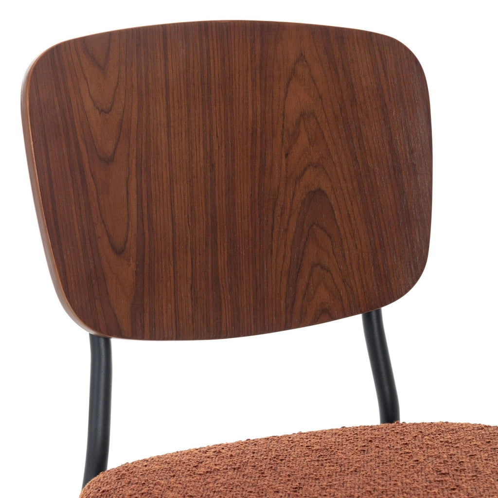 Set 2 sedie bouclé struttura in legno con gambe in metallo, terracotta