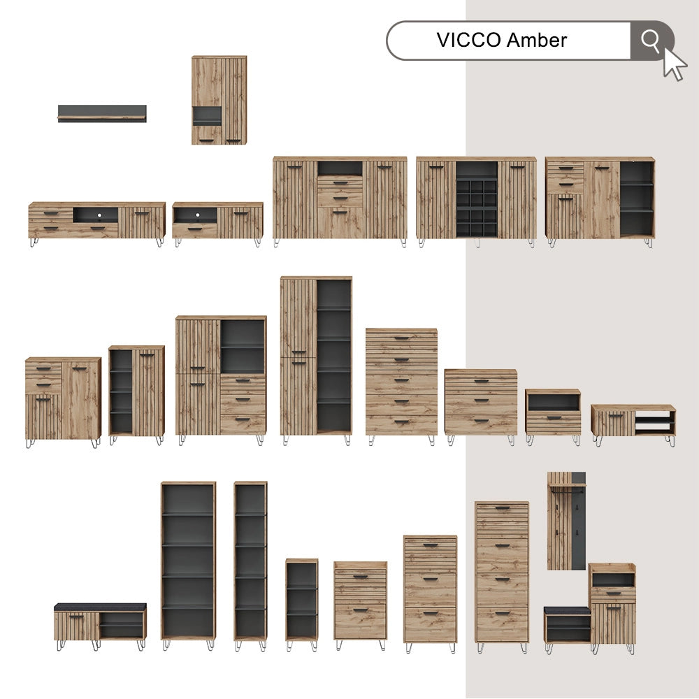 Vicco Credenza Marrone 35 x 110 cm con 1 porta
