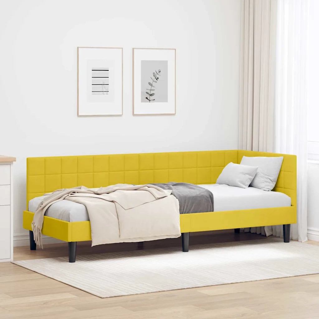Cornice del letto ad angolo Giallo 80 cm x 200 cm Velluto 42016414