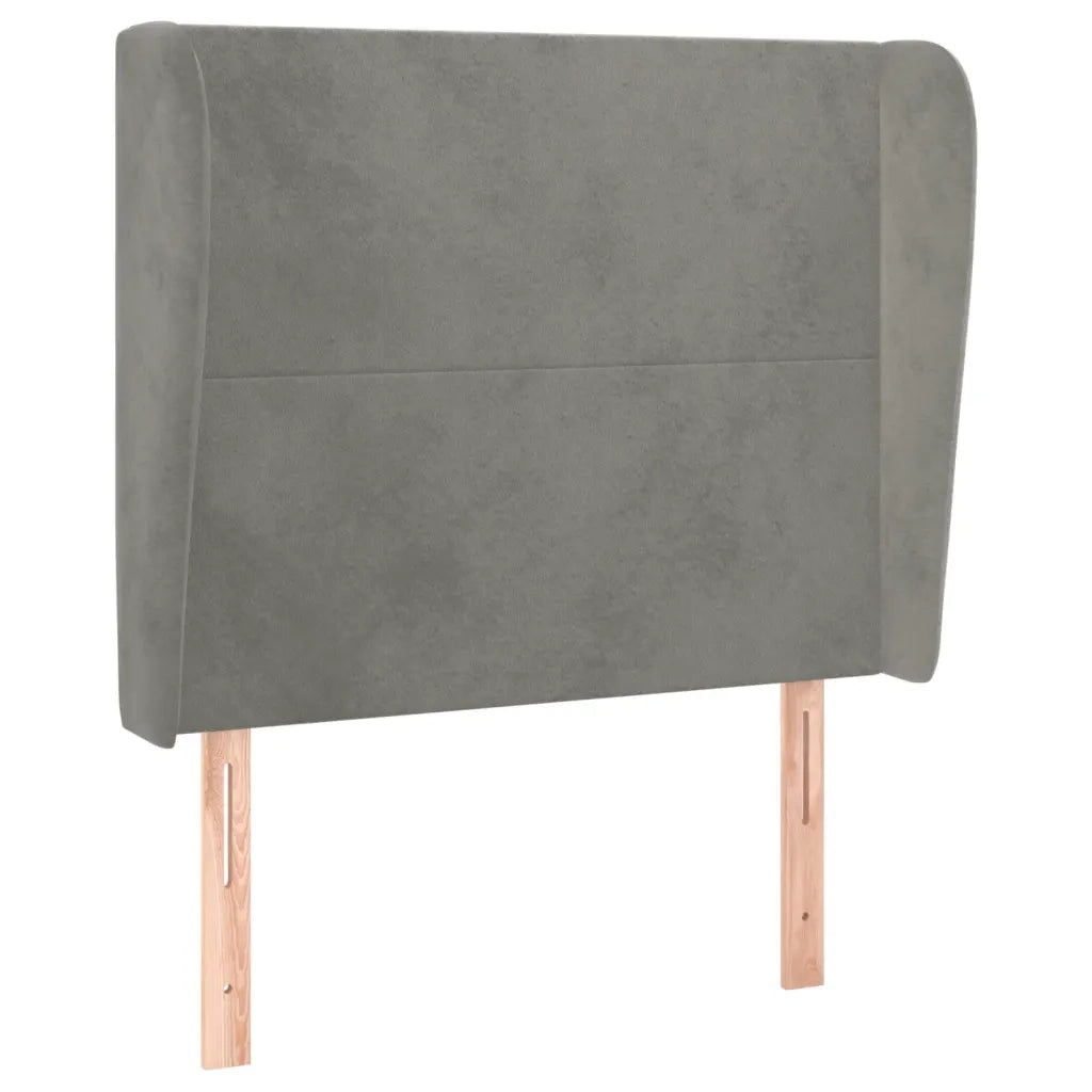Testiera | Testata ad Orecchio Grigio Chiaro 93x23x118/128 cm in Velluto