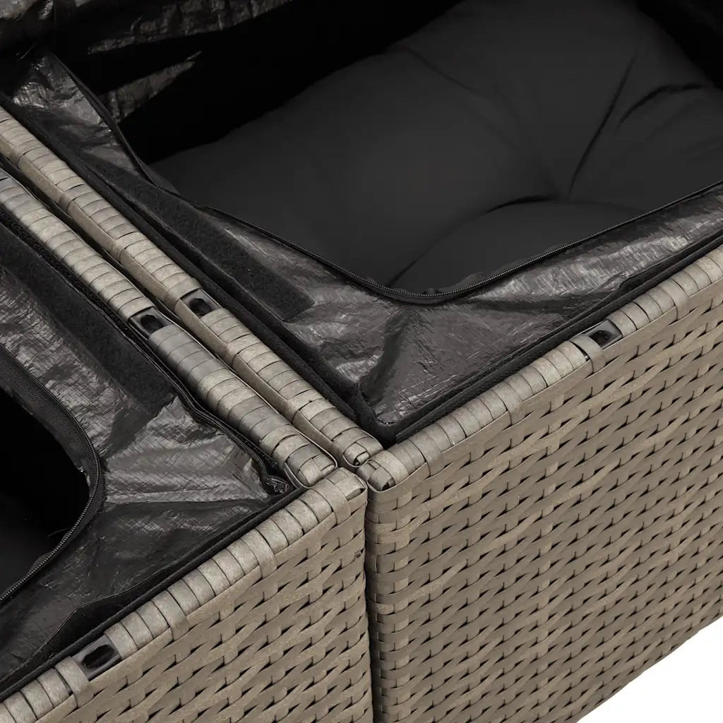 Set Divani da Giardino 7pz con Cuscini Grigio Polyrattan Acacia 3327448