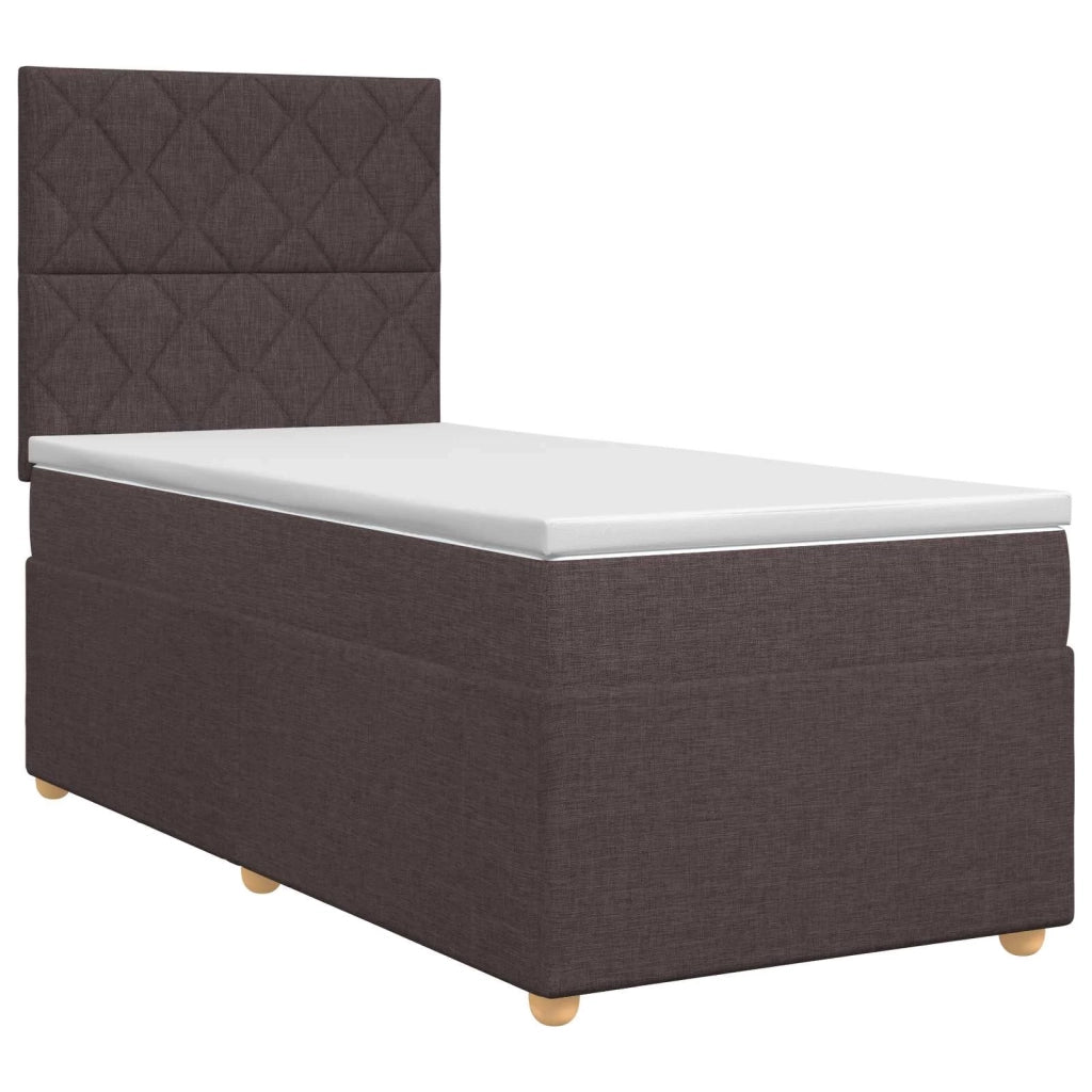 Letto box spring con materasso Marrone Scuro 100 x 200 cm 3453826