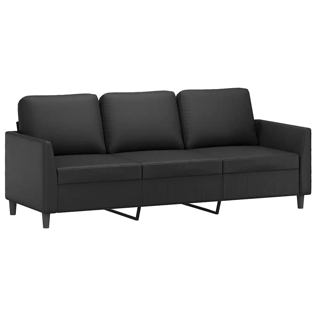 Divano a 3 Posti-Sofa 3 Posti Nero 180 cm in Similpelle 506082