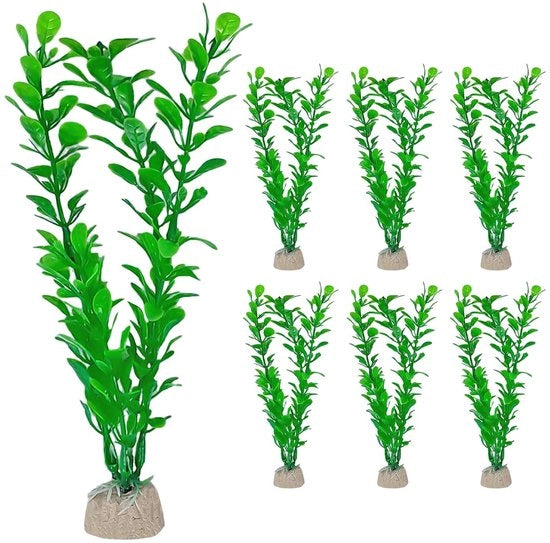 Collezione di piante artificiali per acquario - Set di 6 - 20 cm Alto - Decorazione in plastica - Ambientalmente amichevole - Facile da installare - Decorazione per acquario