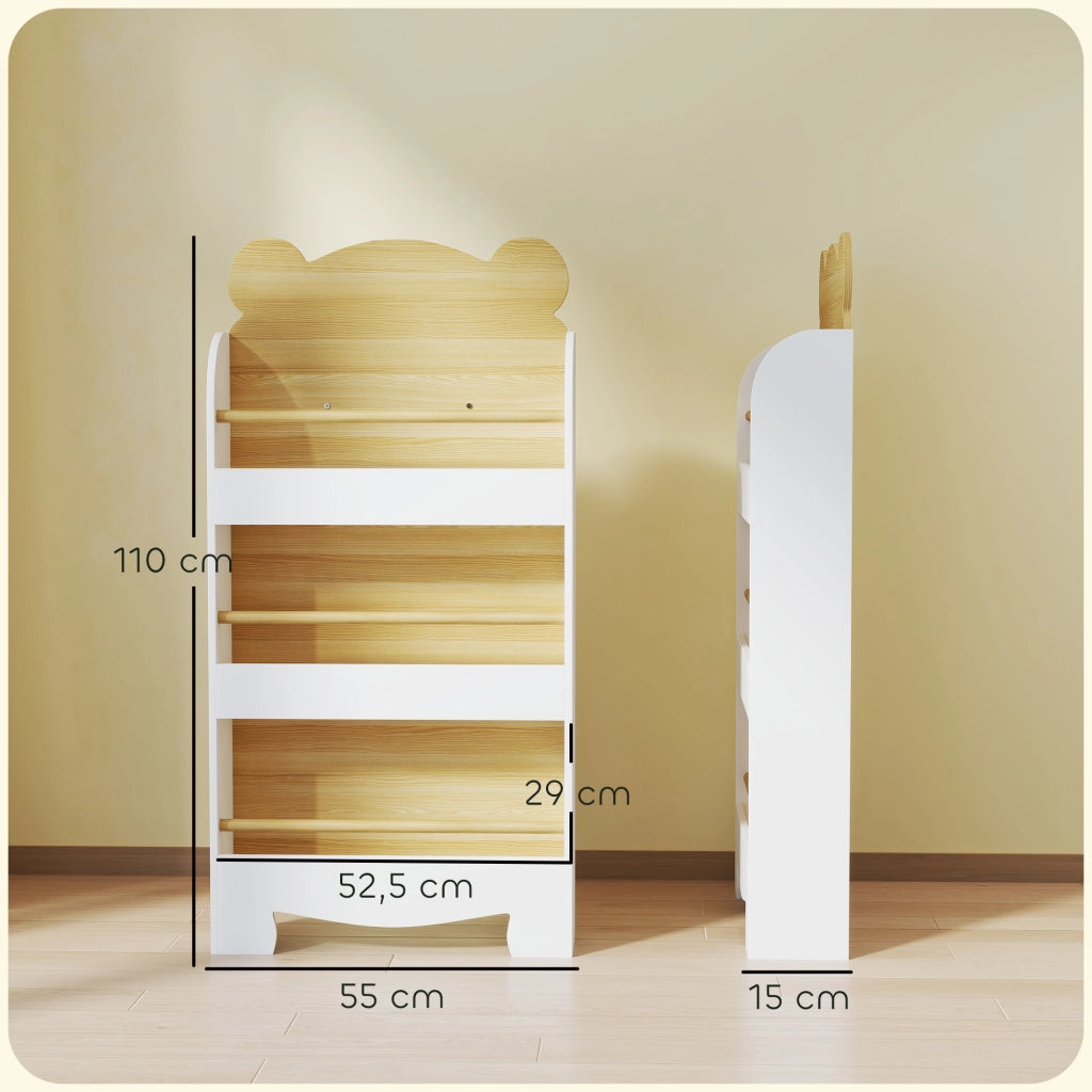 Libreria Bambini 3 Livelli ¨C Minimal ¨C Design Orso Bordi Arrotondati Sicurezza
