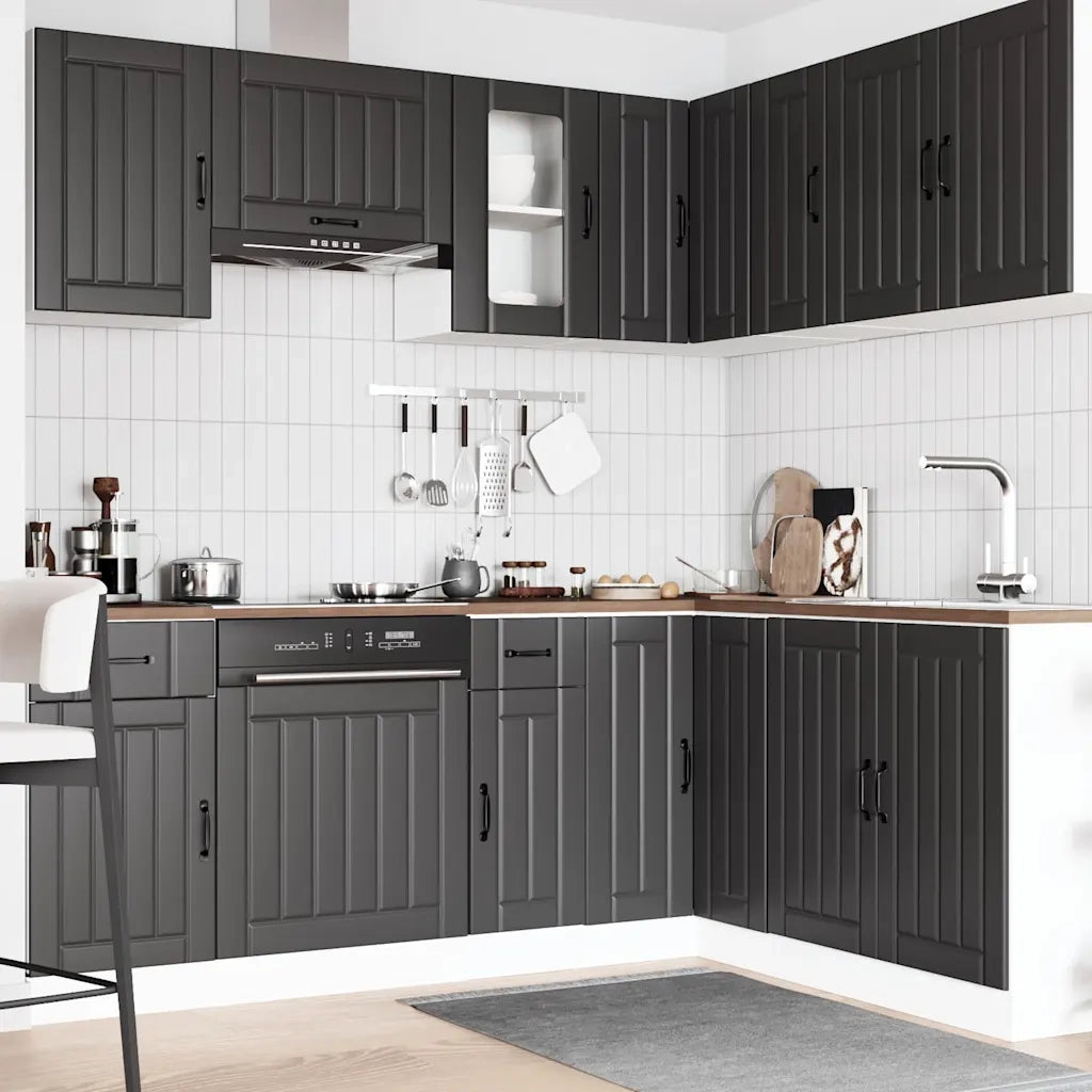 Set Mobili da Cucina 11 pz Kalmar Neri Legno Multistrato 3314942