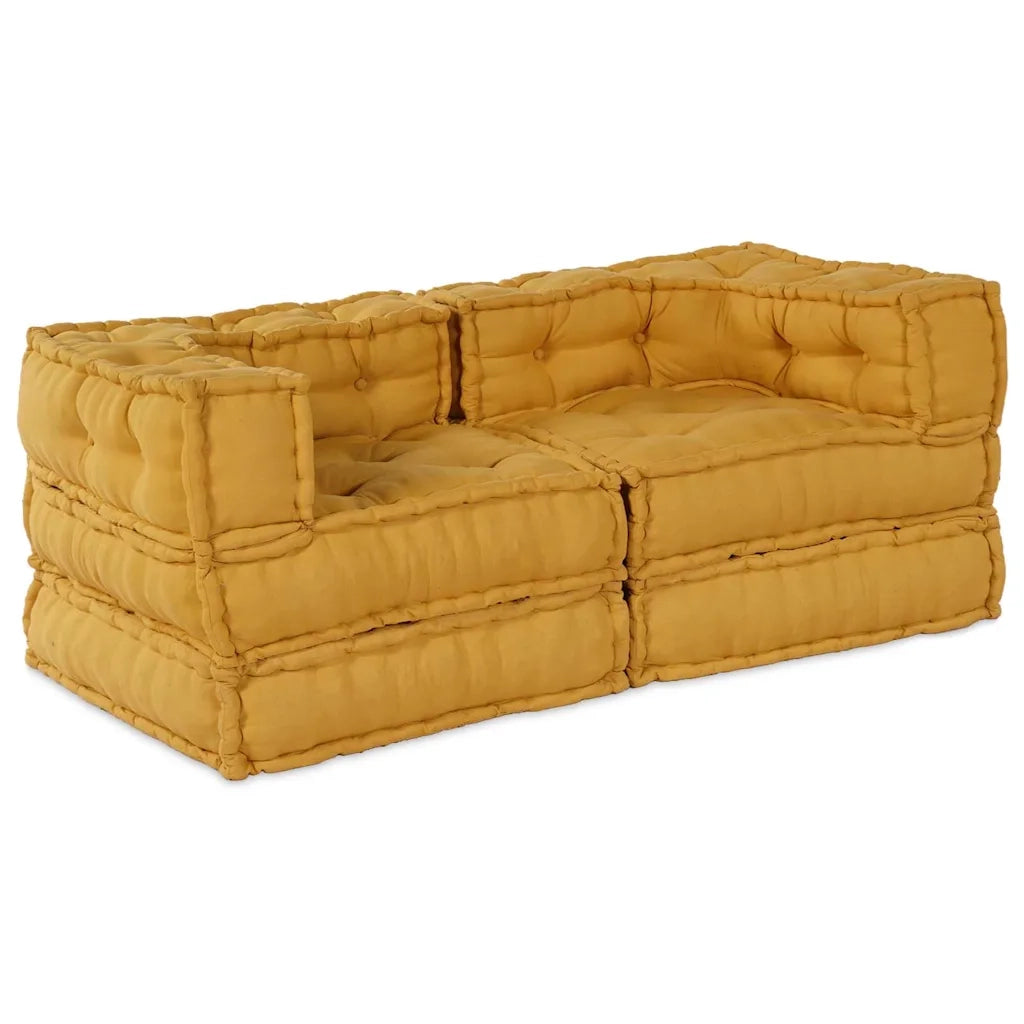 Divano Modulare a Fiori 2 pcs Giallo 140 x 70 x 56 cm Tessuto 3315081
