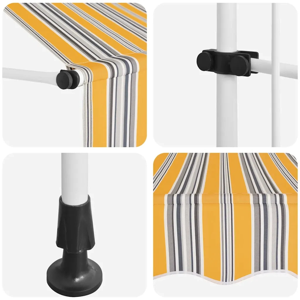 Tenda da Sole Retrattile Manuale-Tenda parasole per Patio 350 cm a Strisce Blu e Gialle