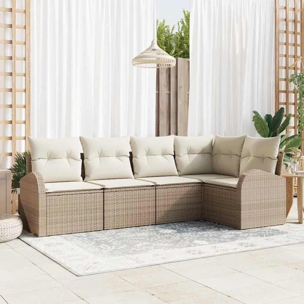 Set di divani con cuscino 5 pcs Beige Poliestere 3346041