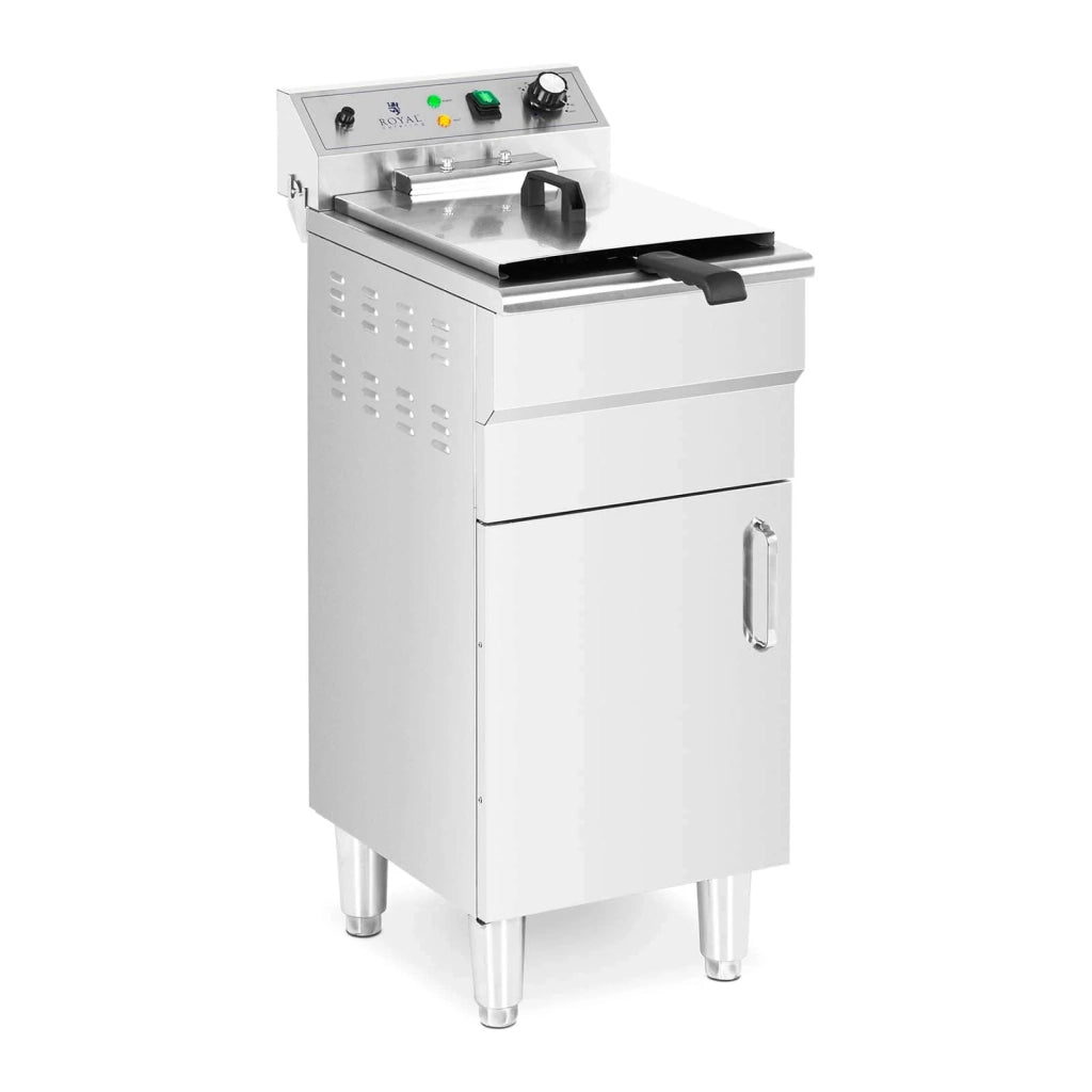 Friggitrice elettrica da 13 litri 5000 watt rubinetto di scarico zona fredda su mobile professionale in acciaio inox 14_0003985