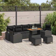 Set Divano da Giardino con cuscino con cuscino 10 pcs Nero 3364329