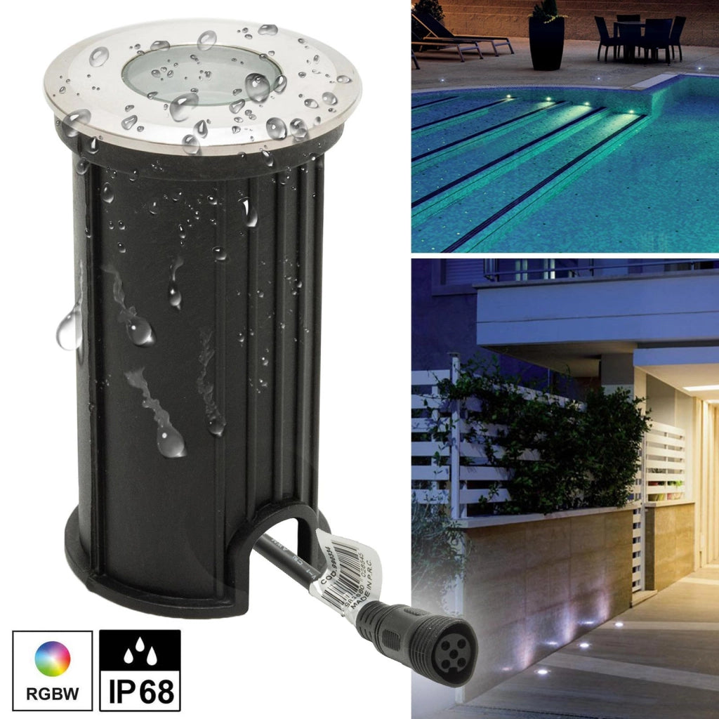 Mini faretto LED RGBW 24V calpestabile IP68 incasso 40mm impermeabile segnapassi 3W RGB 4000K DMX luce colorata piscina