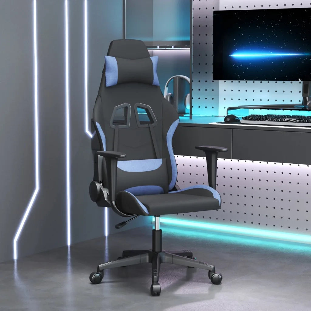 Sedia da Gaming Nero e Blu in Tessuto 3143739