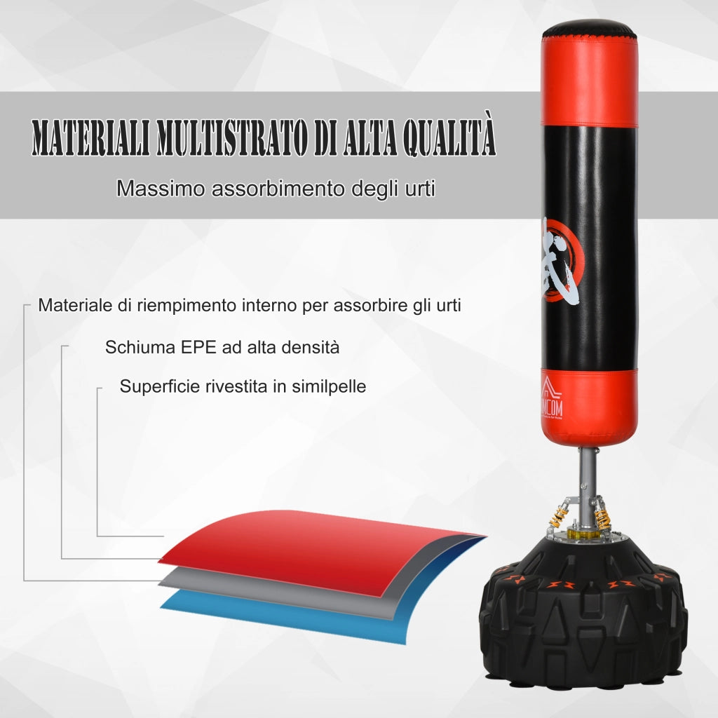 Sacco da Boxe da Terra 180 cm con Ventose ¨C Zephmum ¨C Nero e Rosso