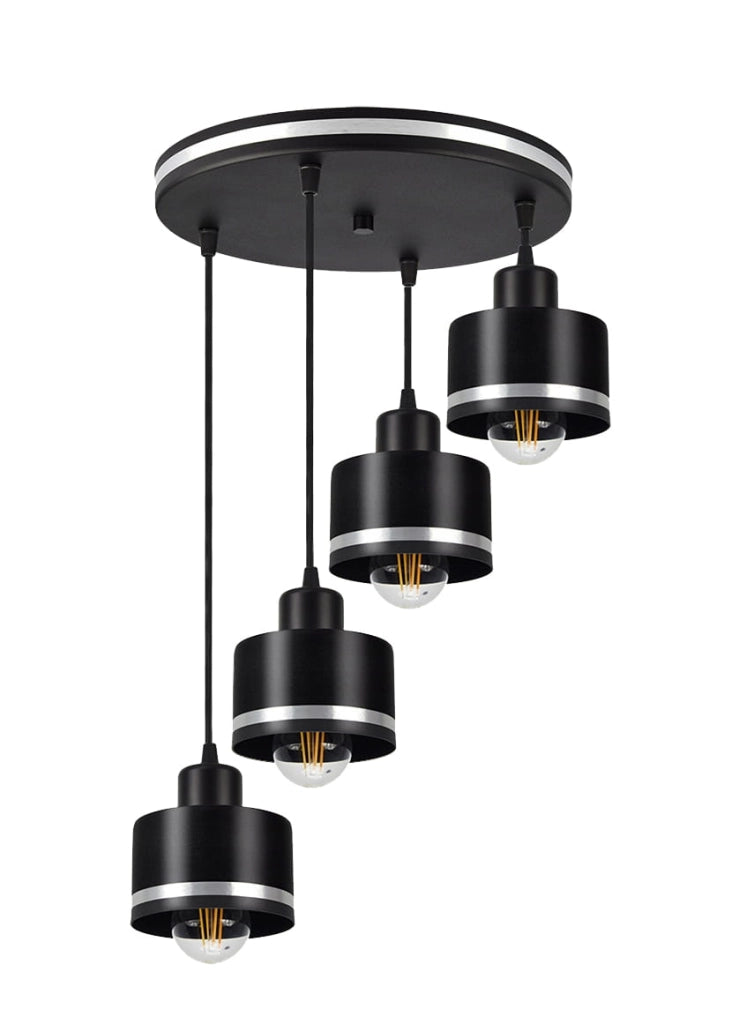 Lampadario Candellux WAMA nero/argento 4xE27 Ø37cm