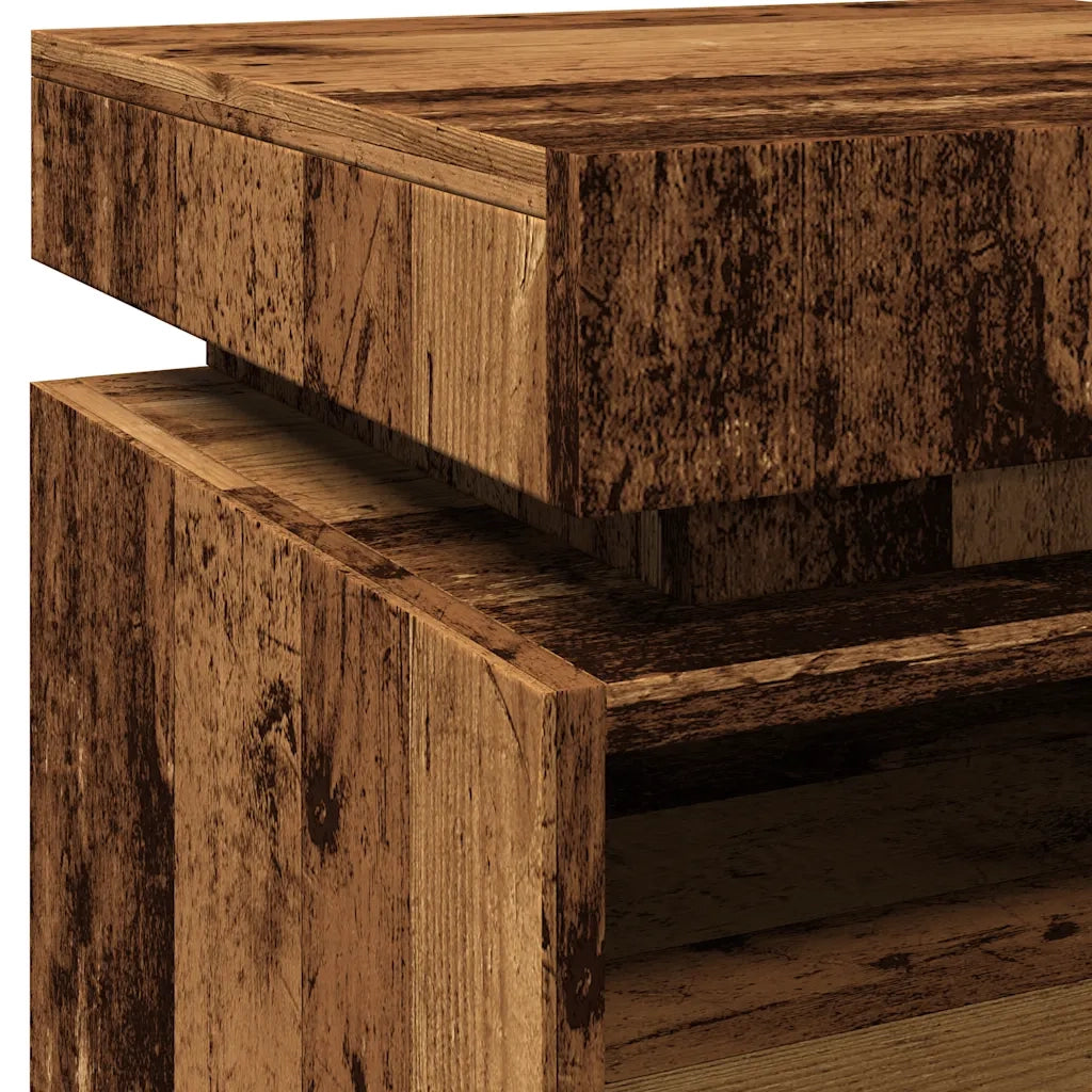 Comodino con Luci LED Legno Antico 40x39x48,5 cm 857658