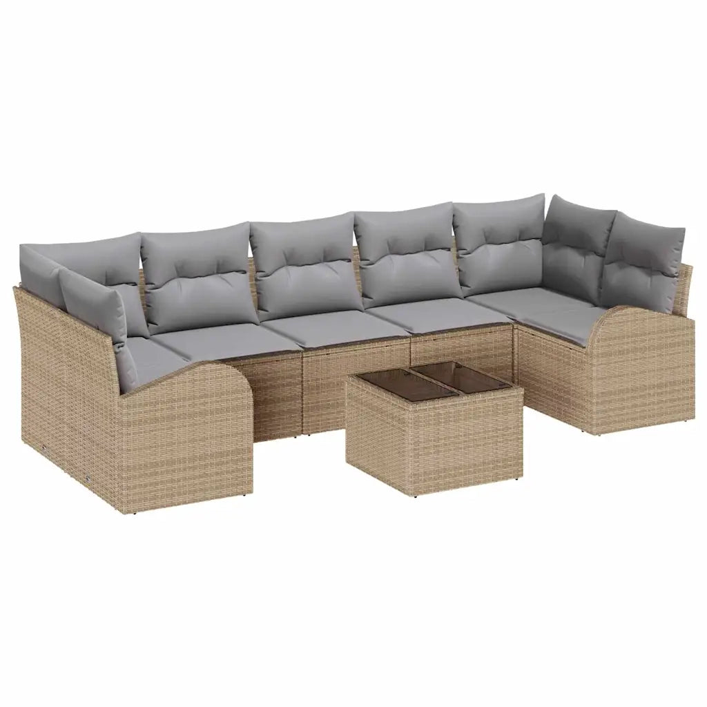 Set Divano da Giardino con cuscino 8 pcs Beige e grigio