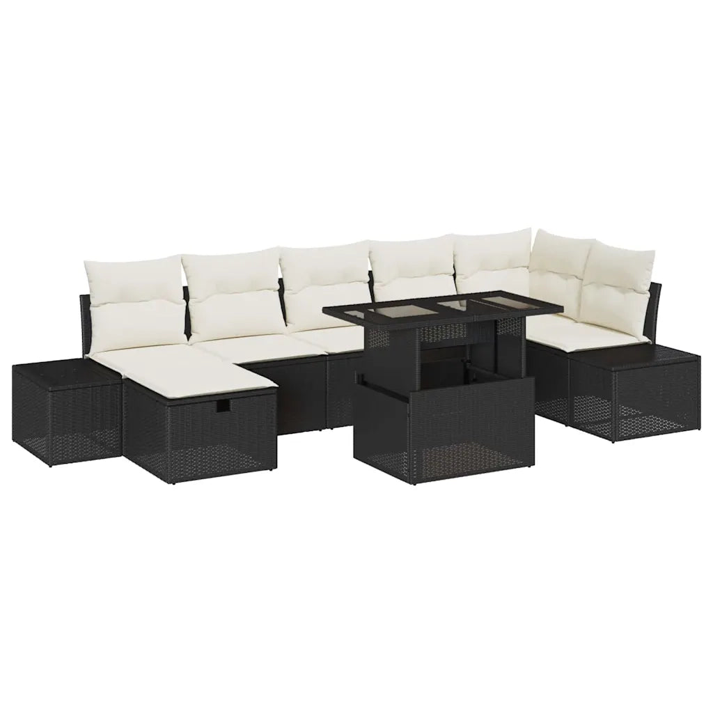 Set Divano da Giardino 8 pcs Nero polyrattan 3361216