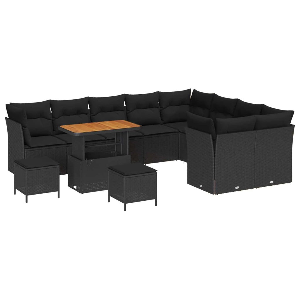 Set Divano da Giardino 12 pcs Nero polyrattan 3361524