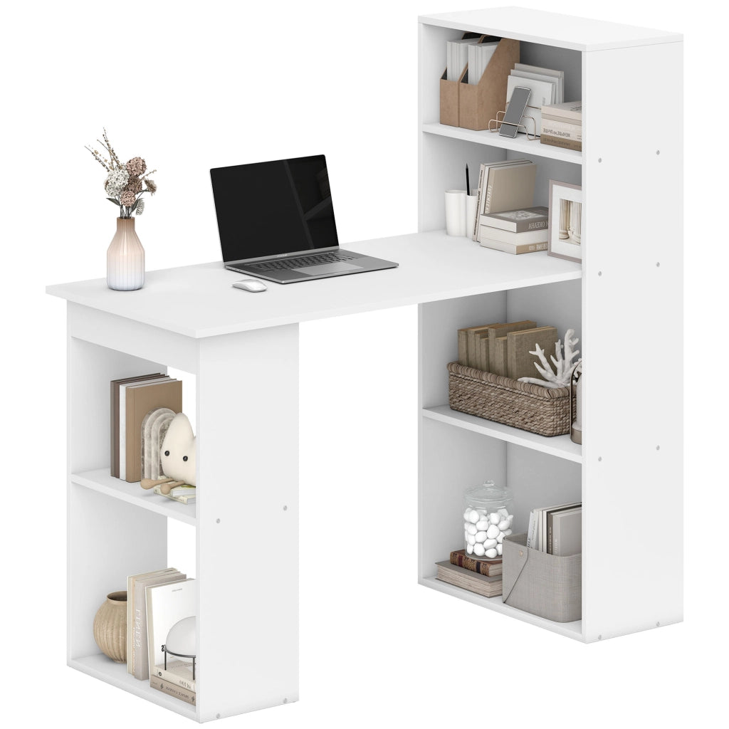 Scrivania Computer con Libreria ¨C Minimal ¨C Bianco 120x55x120 cm