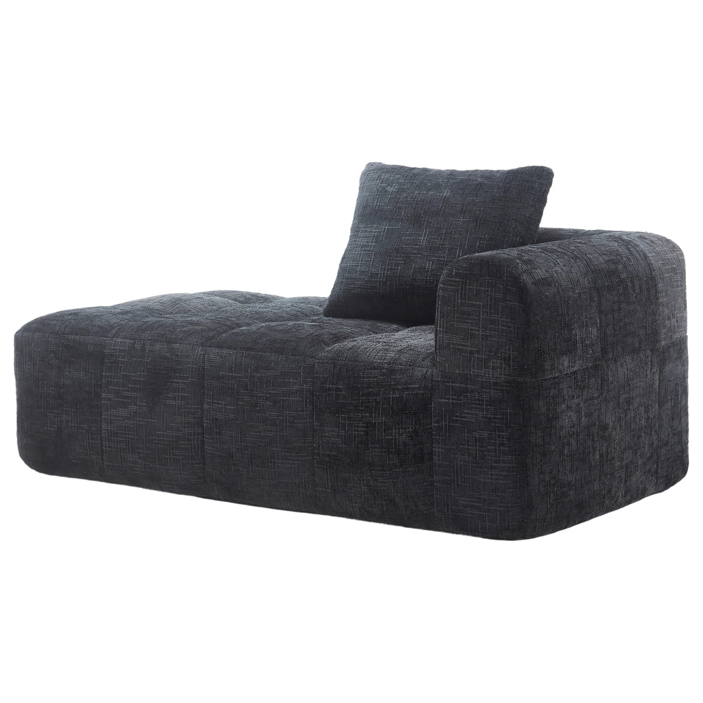Chaise Longue Divano con Cuscini ¨C MINIMAL ¨C Nero, Tasche Laterali
