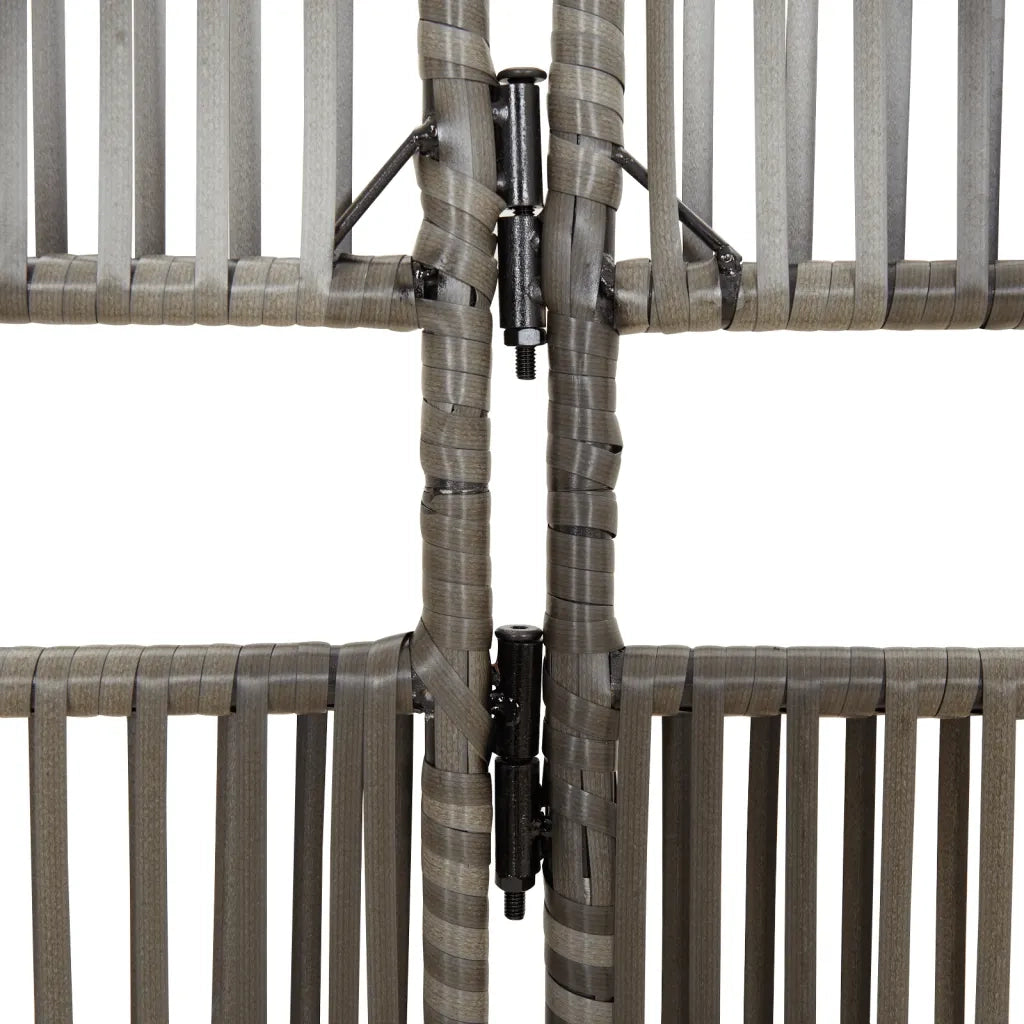 Divisorio per Ambienti | Divider per stanze | Paravento a 4 Pannelli Grigio in Polyrattan
