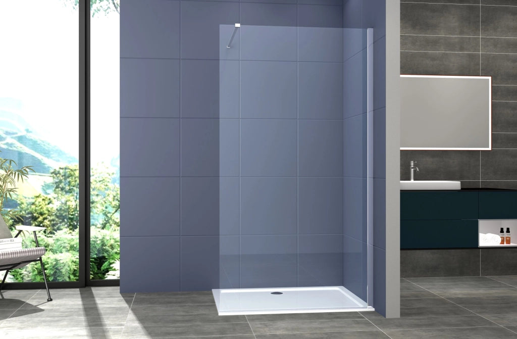 Box Doccia parete Walk in 140 cm h 200 cm cristallo temperato trasparente 8mm profilo CROMATO MELANY