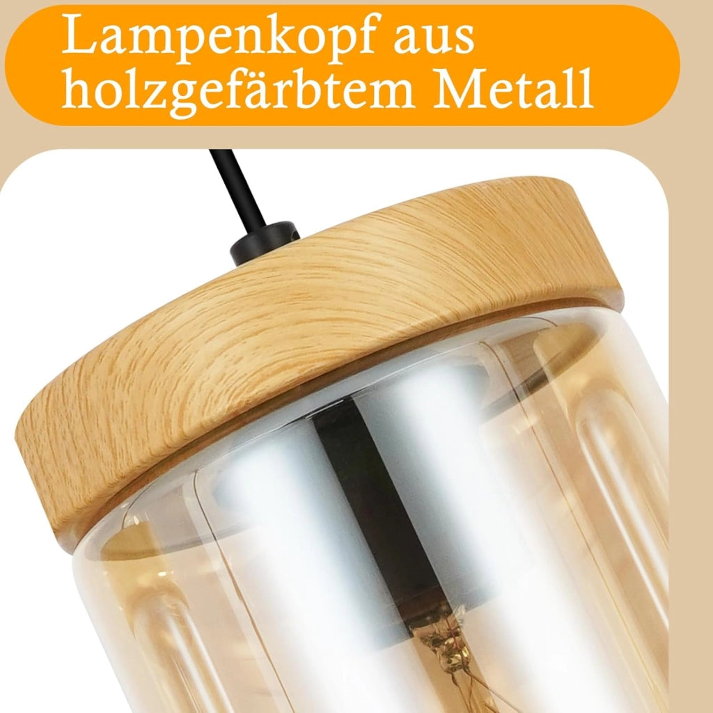 Lampada a Sospensione ZMH 3 luci trasparente E27 per sala da pranzo e camera da letto d'albergo