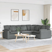 Divano Modulare con Cuscini in Tessuto Grigio Scuro 3321148