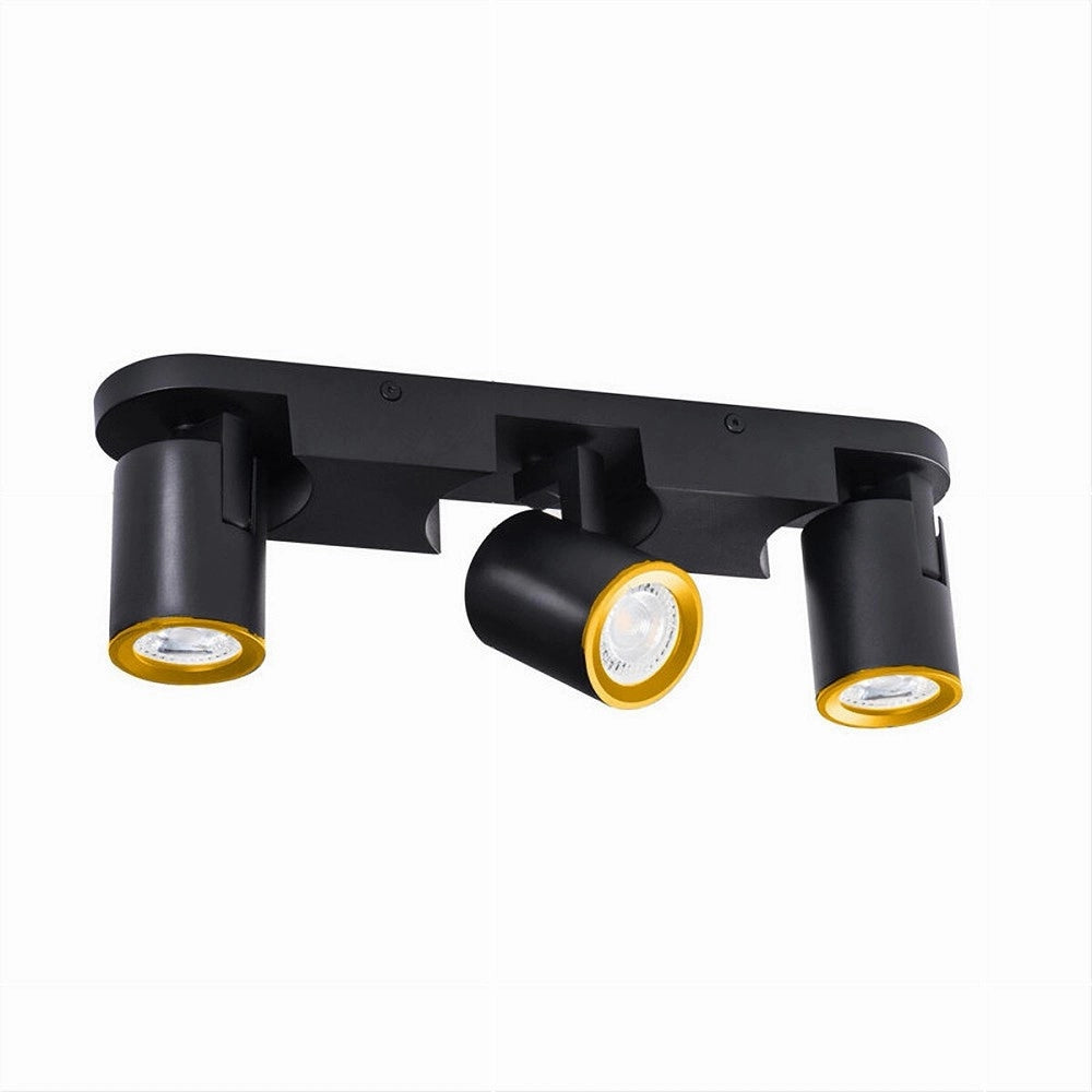 Trade Shop - Applique 3 Diffusori Orientabile Soffitto Parete Lampada Gu10 Bianco Nero Th8803 - Nero
