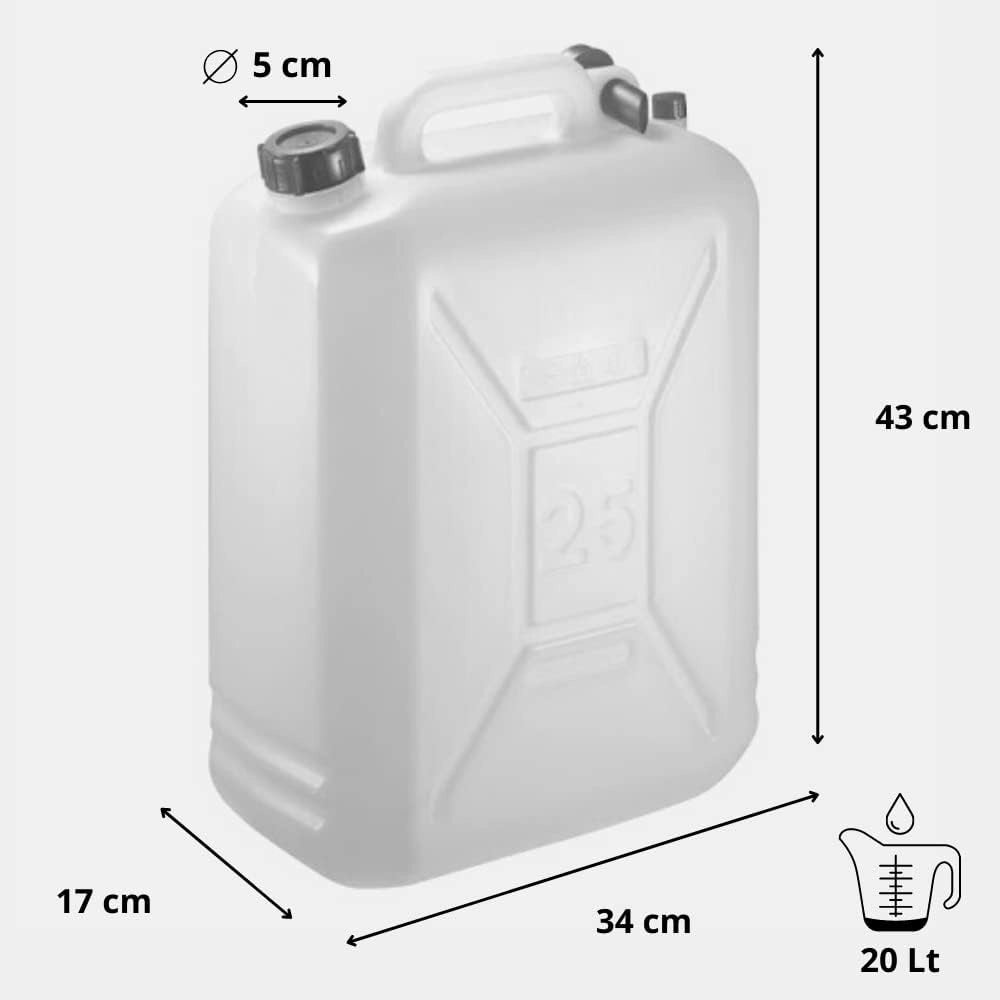 Tanica 20 litri in Plastica con Tappo e Dosatore - Fusto HDPE Contenitore Per Condensa Condizionatore - Bidone per Liquidi