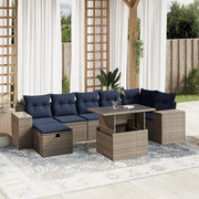 Set Divani da Giardino 8 pz con Cuscini Grigio in Polyrattan 3275311